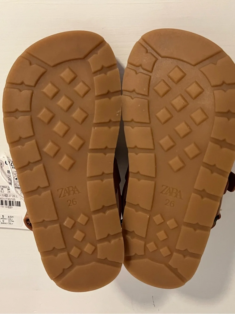 Zara Tan Brown Buckle Kids Sandals